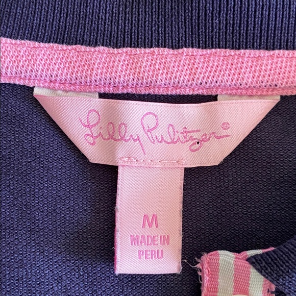 Lilly Pulitzer Sweetie Polo Long Sleeve Navy with grosgrain ribbon size Medium - Picture 4 of 14
